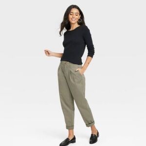 Women's High-Rise Pleat Front Tapered Chino Pants - A New Day - 14